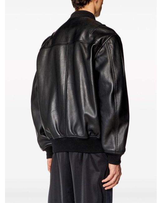 DIESEL Black L-pritts-new Leather Jacket for men