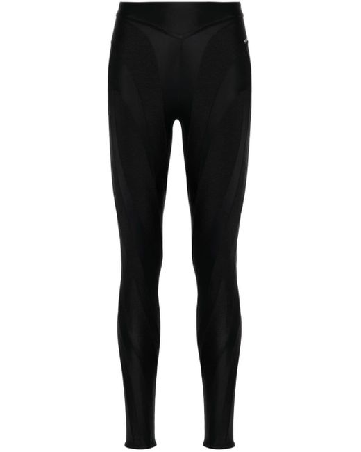 Mugler Black Spiral Panelled leggings - Women's - Polyamide/elastane