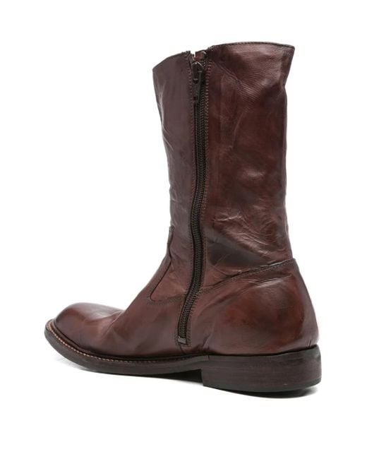 Moma Brown Leather Zip Boots