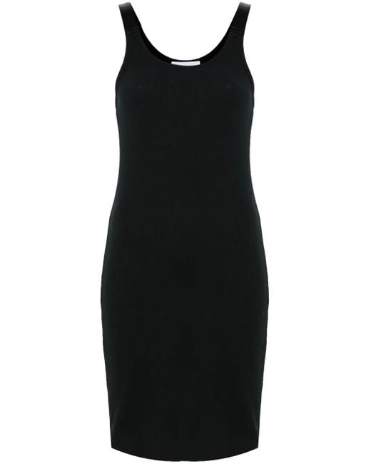Vestido corto de canalé fino Helmut Lang de color Black