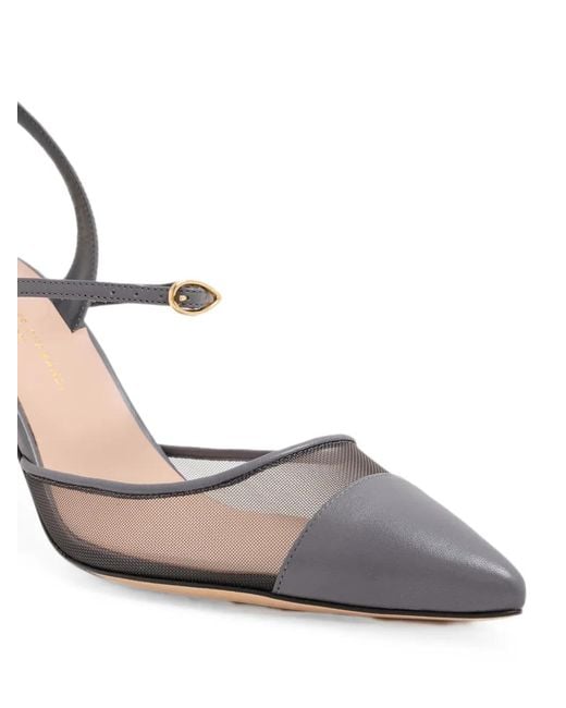 JENNIFER CHAMANDI Metallic Vittorio Mesh-Panel Slingback Pumps