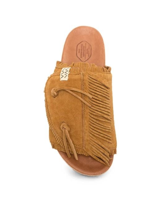 Visvim Brown Christo Shaman-Folk Fringed Sandals for men