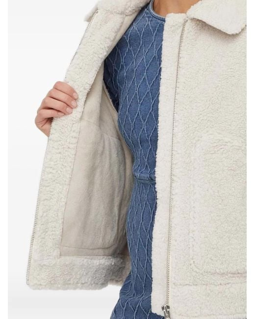Drykorn White Teddy Zip-Up Jacket