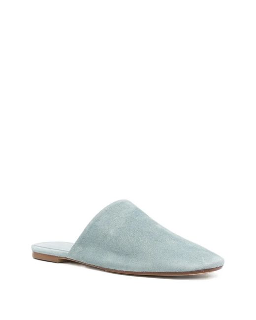Aeyde White Rega Suede Round-Toe Mules