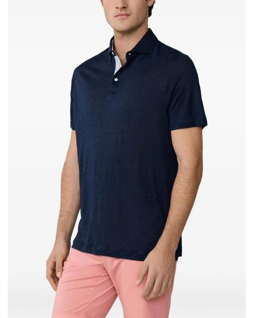 Hackett Blue Linen Polo Shirt for men