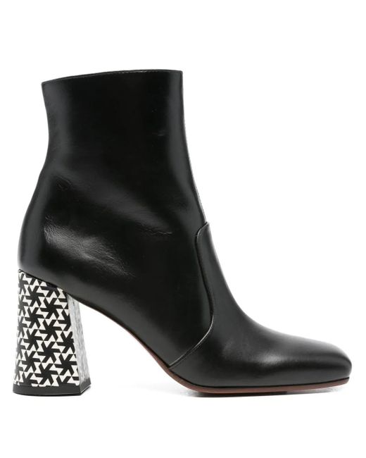 Chie Mihara Black 80Mm Oysi Geometric-Block Heel Ankle Boots