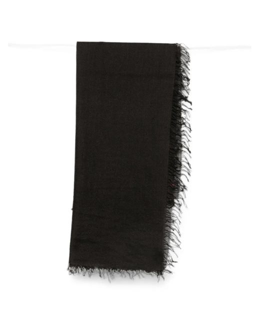 Faliero Sarti Black Frayed-Edge Scarf