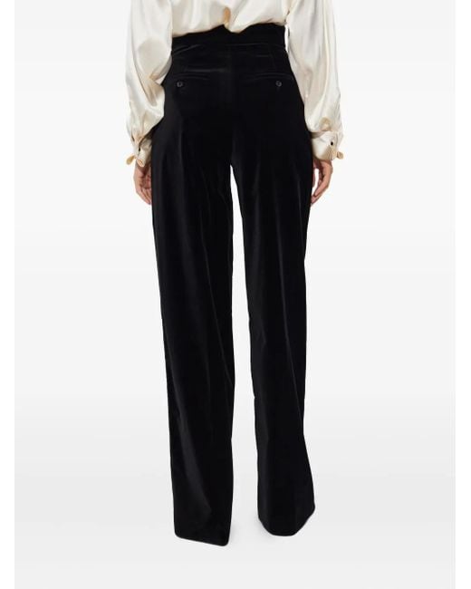Max Mara Black Pleated Velvet Trousers