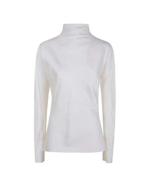Rohe White High-Neck Button-Fastening Blouse