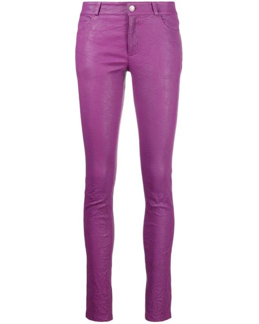 Zadig & Voltaire Purple Phlame Crinkled Leather Trousers