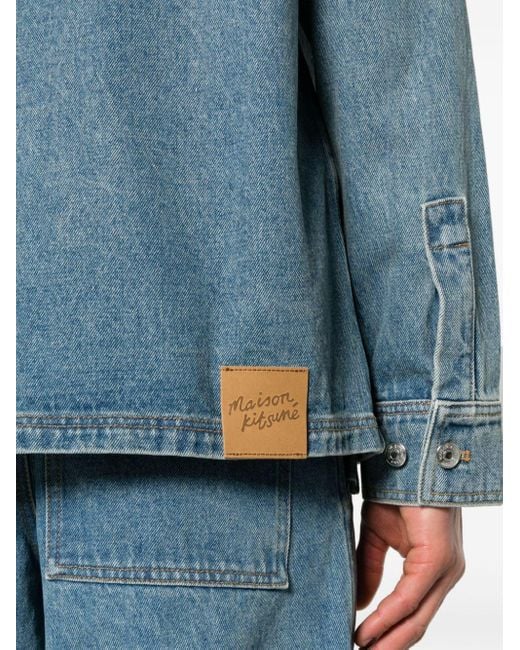 Veste en jean à col italien Maison Kitsuné pour homme en coloris Blue