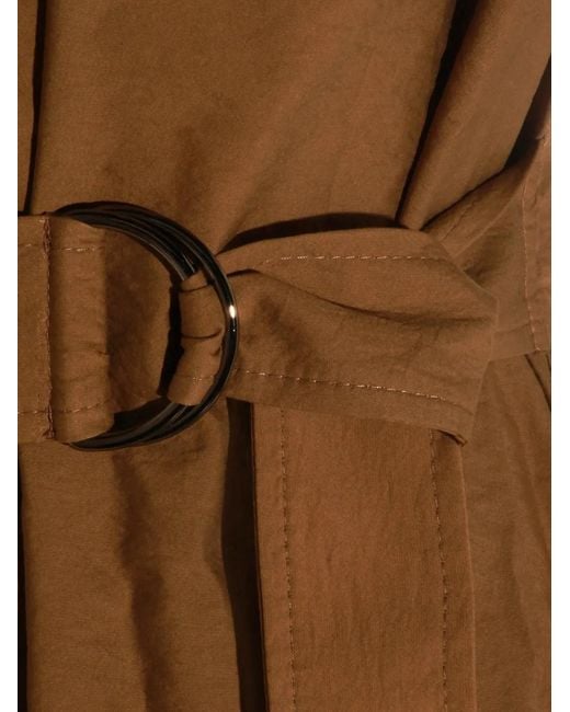 Brunello Cucinelli Natural Belted V-Neck Midi Dress