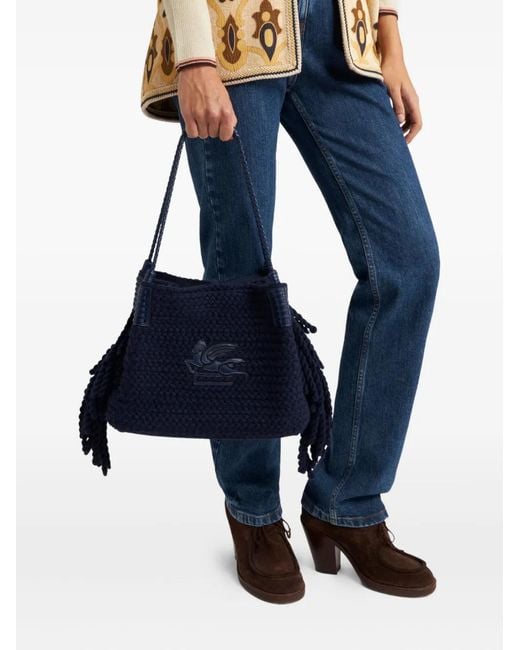 Etro Blue Small Libra Tote Bag