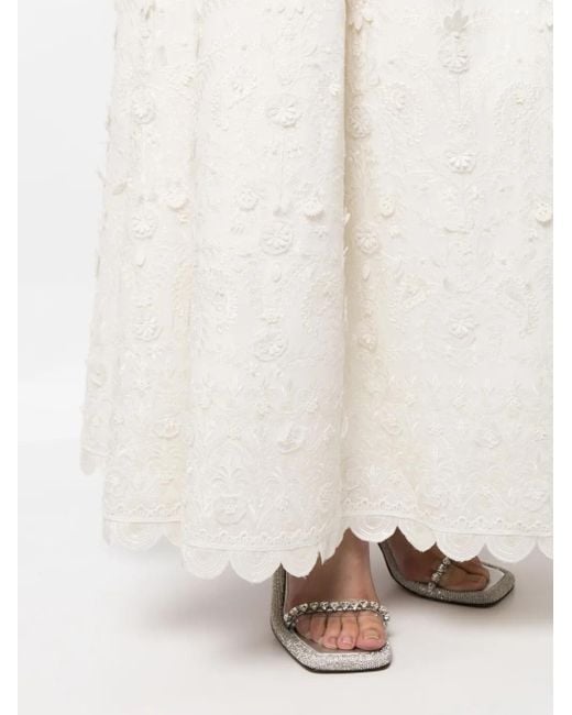 Sachin & Babi White Pyaar Floral-Appliqué Full Skirt