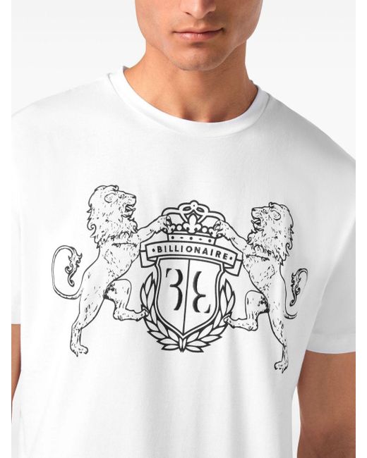 Billionaire White Logo-embroidered Cotton T-shirt for men