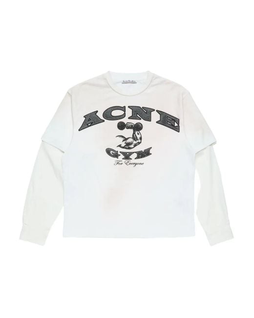 Acne レイヤード ロングtシャツ White