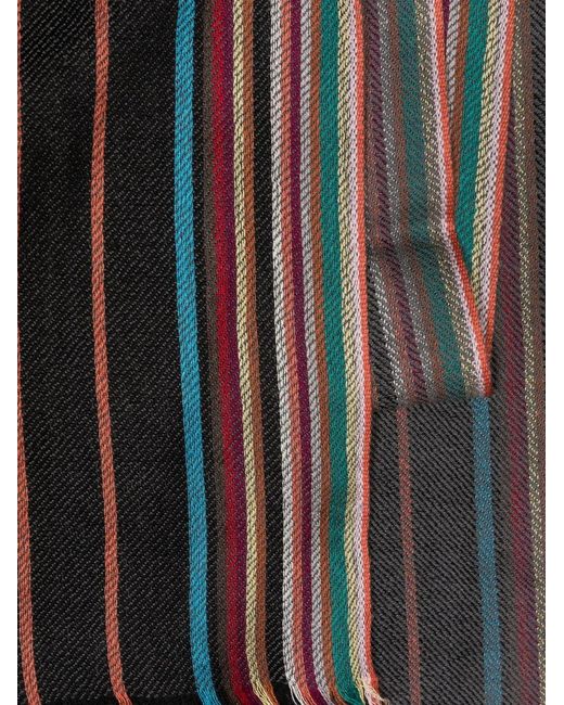 Paul Smith Black Signature Stripe Wool Scarf for men