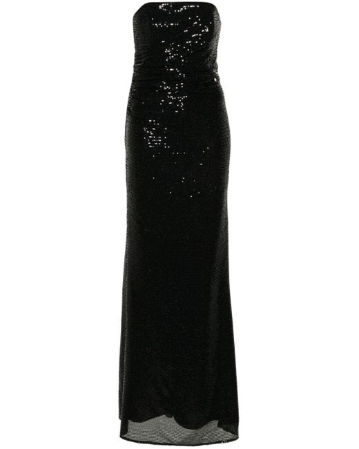 Nissa Black Sequinned Maxi Dress