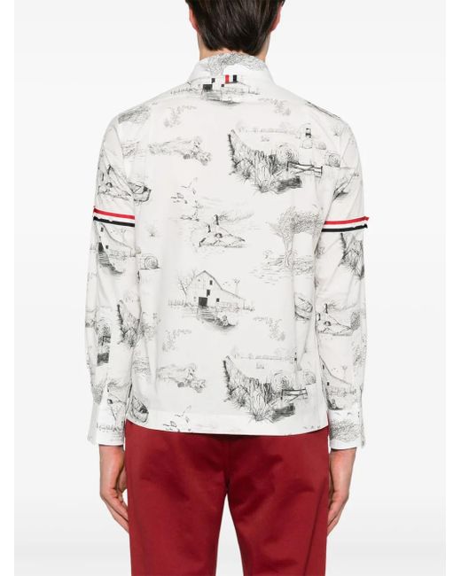 Thom Browne White Scenic Toile-Print Cotton Shirt for men