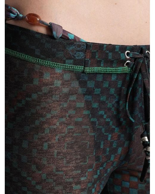 Siedres Black Check-Pattern Lettuce-Trim Trousers