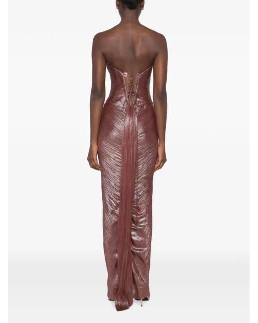 Maria Lucia Hohan Red Alessandra Pleated Strapless Maxi Dress
