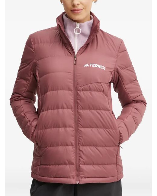Adidas Red Terrex High-Neck Quilted Jacket