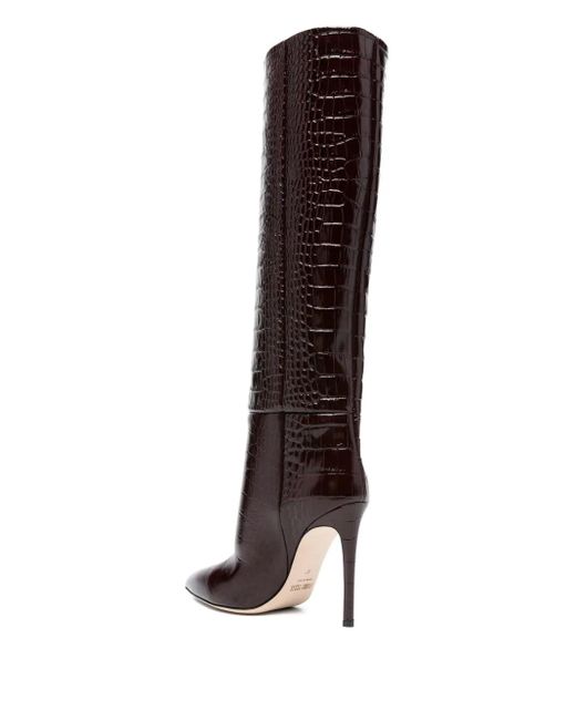 Paris Texas Brown 100Mm Crocodile-Embossed Stiletto Boots