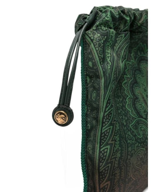 Etro Green Paisley-Print Drawstring Backpack