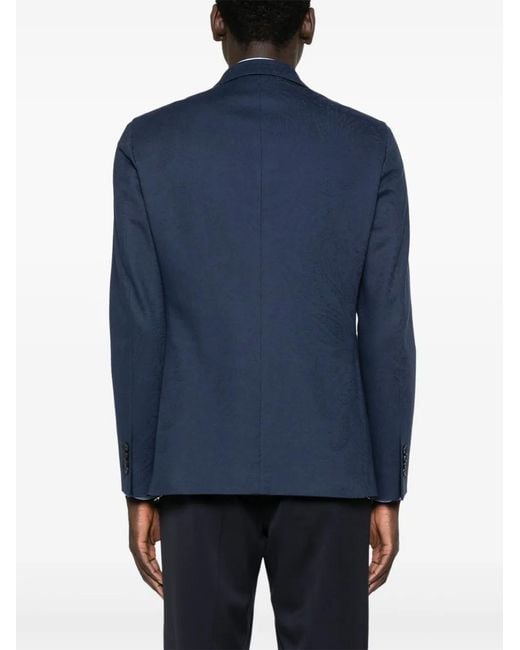 Etro Blue Single-Breasted Blazer for men
