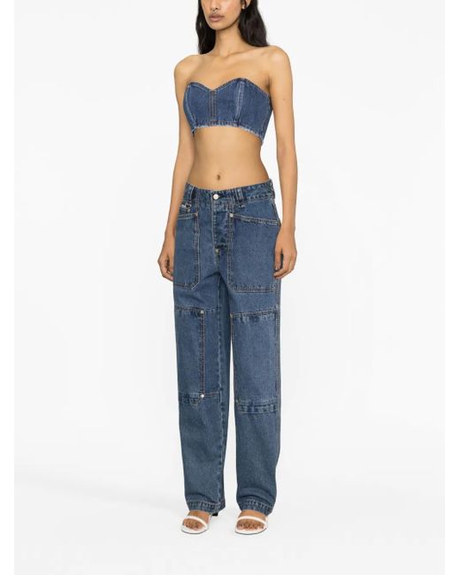 Monot Blue Denim Bandeau Top