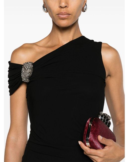 Alexander McQueen Black Crystal-embellished Asymmetric Minidress
