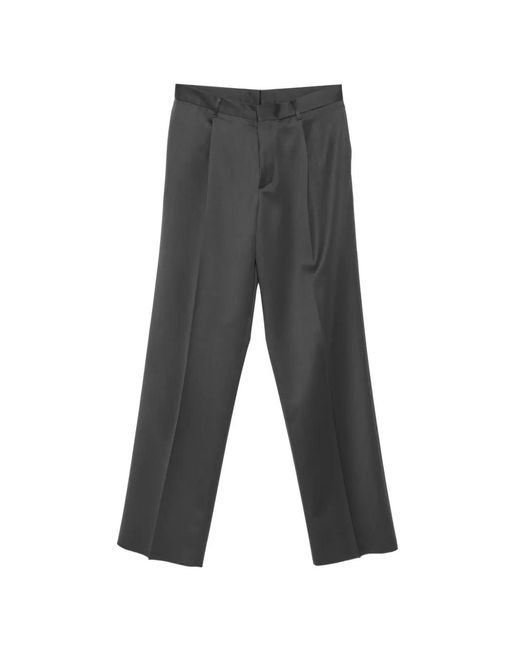 Lardini Gray Pleated Virgin-Wool Trousers for men