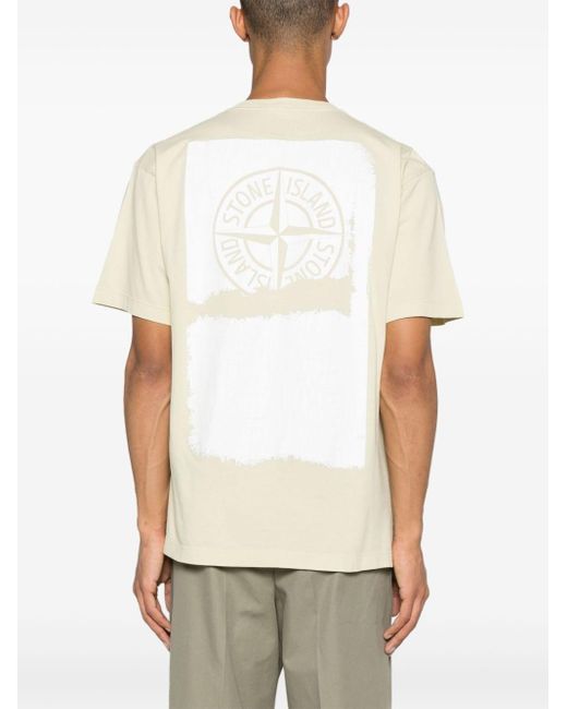 Stone Island T-shirt Met Logoprint in het Natural voor heren
