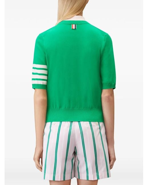 Thom Browne Green 4-Bar Short-Sleeve Cardigan