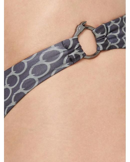 Trussardi Black Monogram-Print Ring-Detail Bikini Bottoms