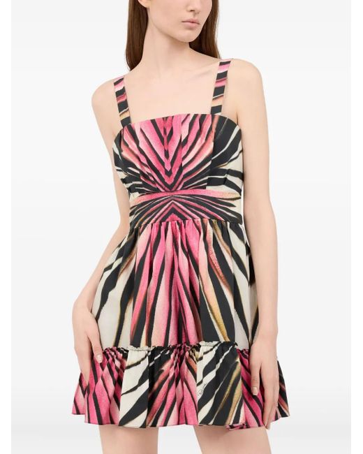 Roberto Cavalli Ray Of-Print Tiered Dress