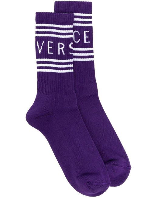 Versace ロゴ 靴下 Purple