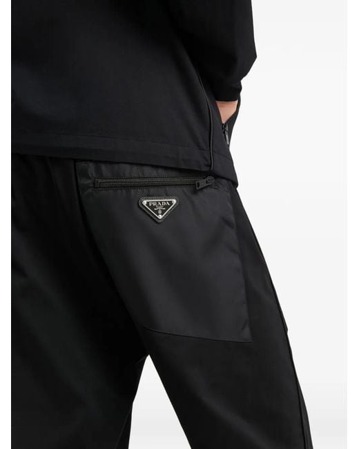 Prada Black Drawstring Piping Trousers for men