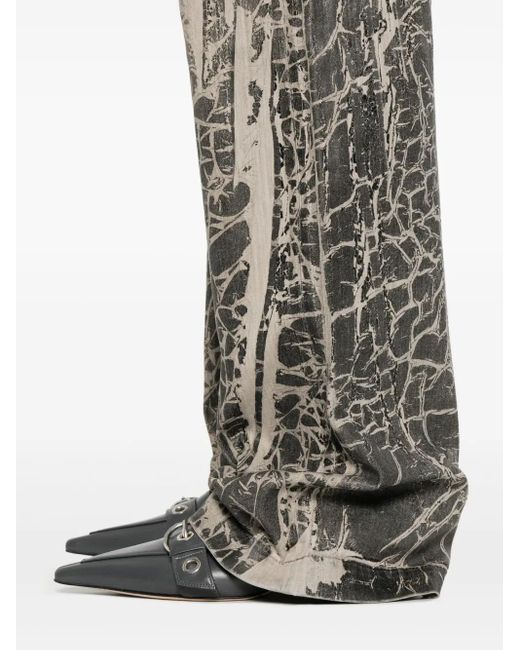 Rick Owens Gray Crackle-Print Jeans