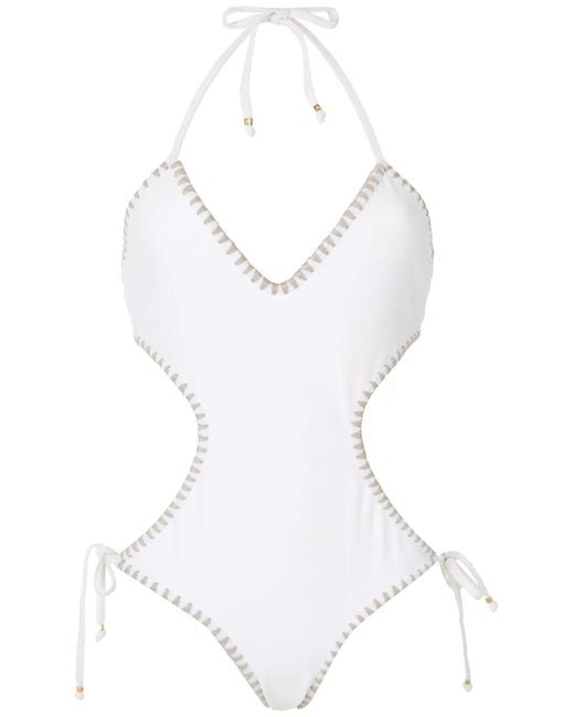 Amir Slama White Tie Cut-Out One-Piece
