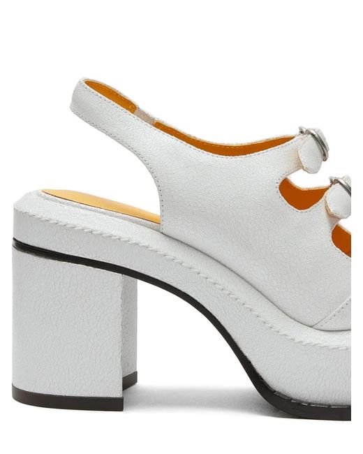 LILI CURIA White Edie Buckle Platform Sandals