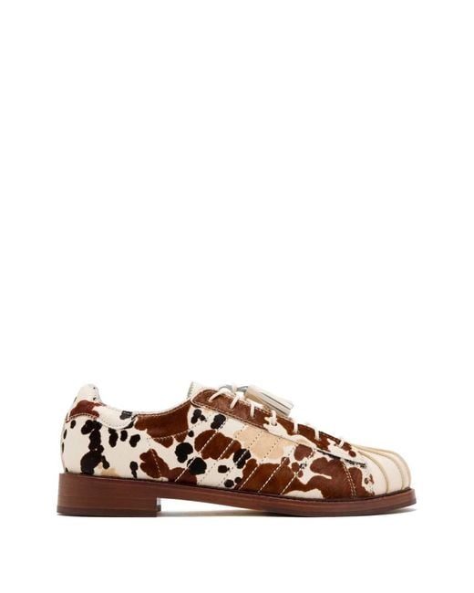 Adidas Brown X Clot By Edison Chen Superstar Cow-Print Sneakers