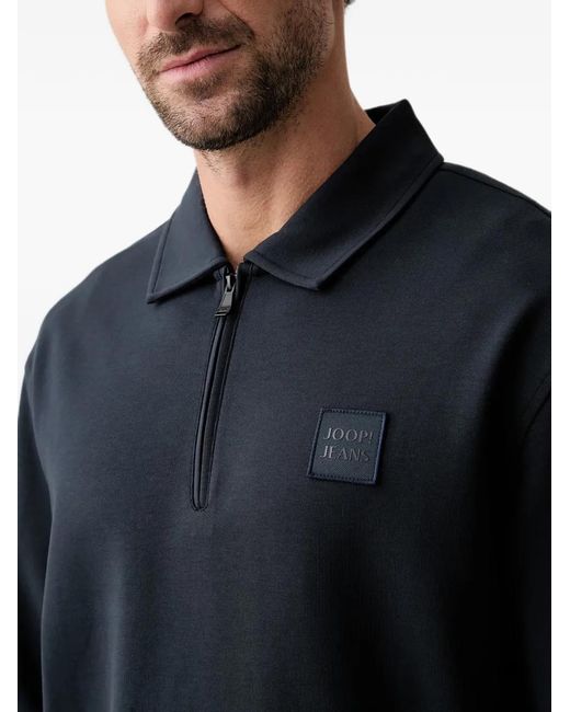 Joop! Black Logo-Patch Quarter-Zip Sweater for men