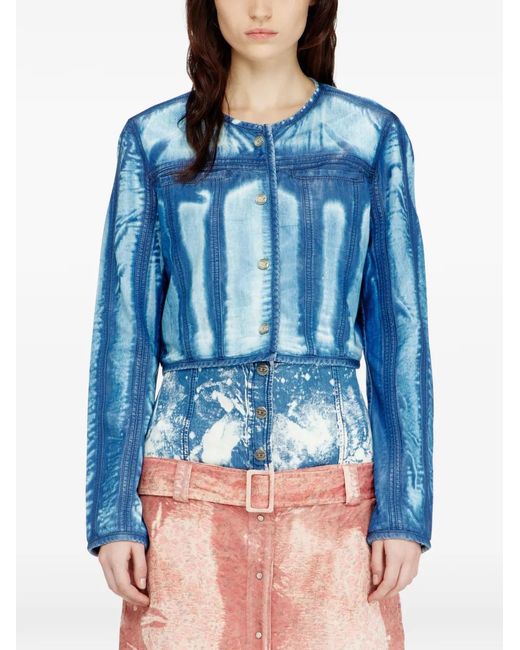 DIESEL Blue Veste Crop En Jean X-Ray Lyocell