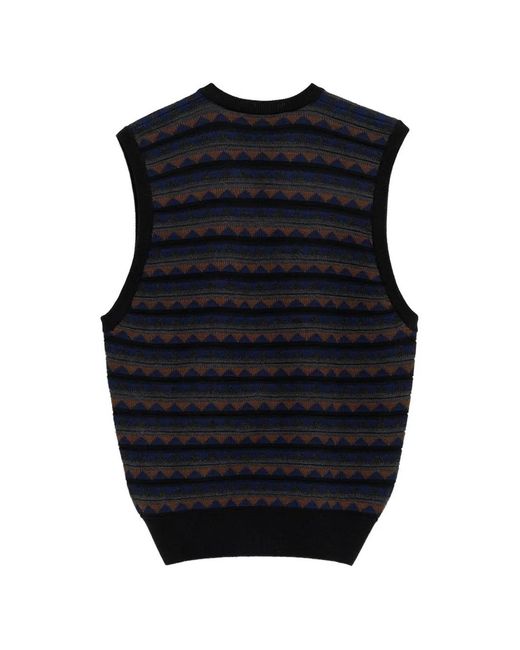 Lemaire Blue V-Neck Pattern Vest for men