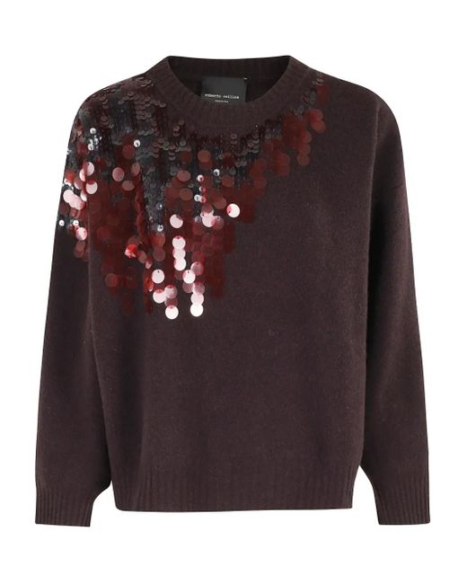 Roberto Collina Red Pullover Mit Pailletten