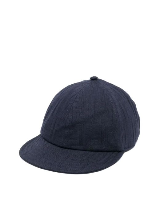 Fendi Blue Monogram-Pattern Baseball Cap for men