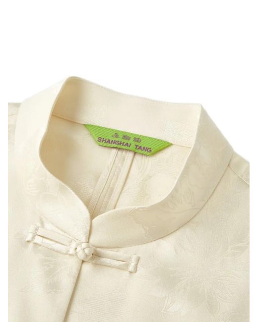 Shanghai Tang White Floral-Jacquard Belted Shirt