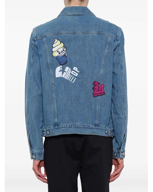 KENZO Blue Patch-Detail Denim Jacket for men
