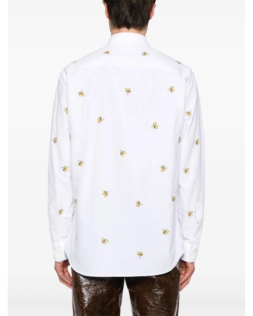 DSquared² White Banana-embroidered Cotton Shirt - Men's - Cotton for men